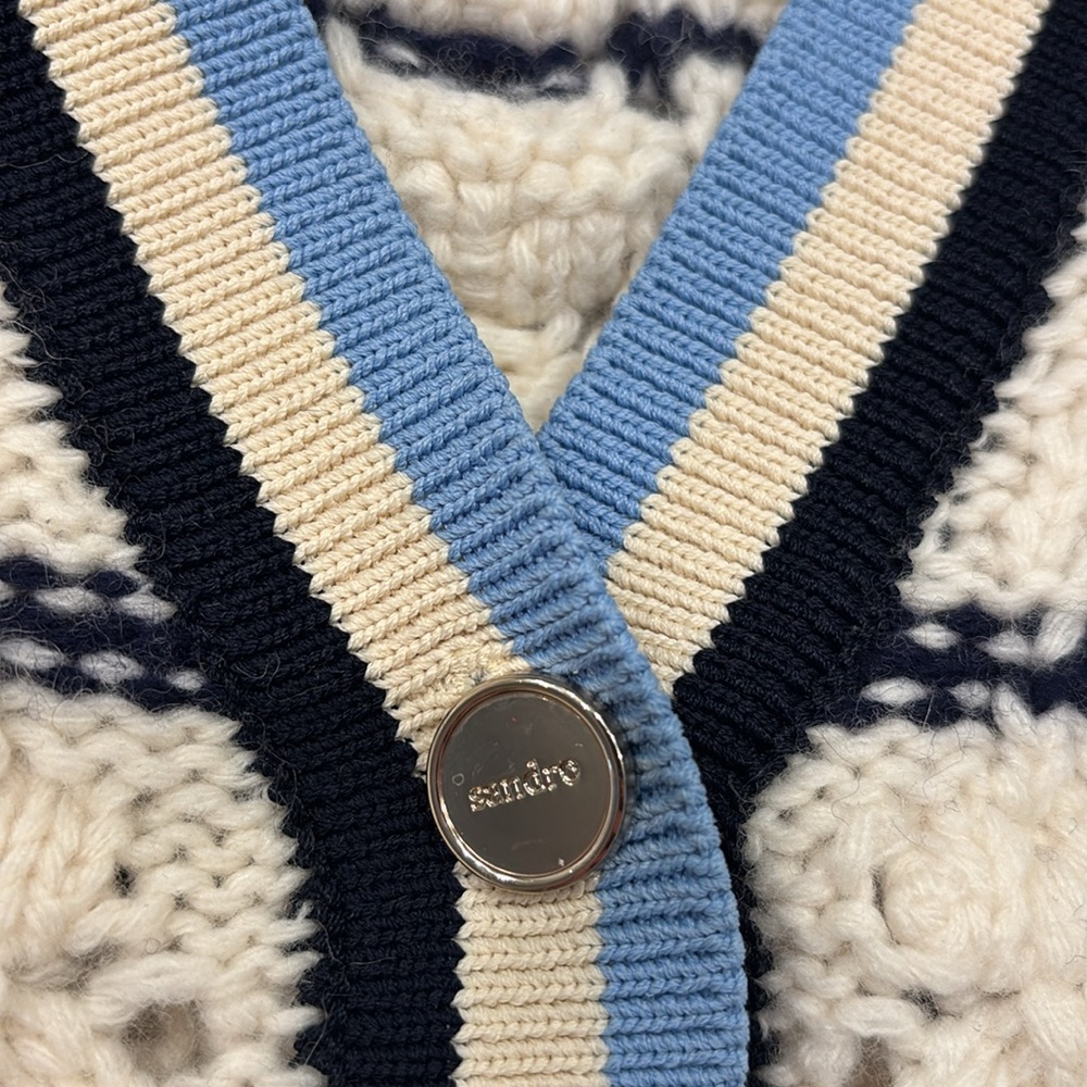 Sandro Ludvik Crocheted Logo Patch Women’s Cardigan Sweater size Large - Picture 14 of 15